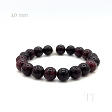 Load image into Gallery viewer, Garnet 10 mm bead sized bracelet with elastic string (color enhanced)
