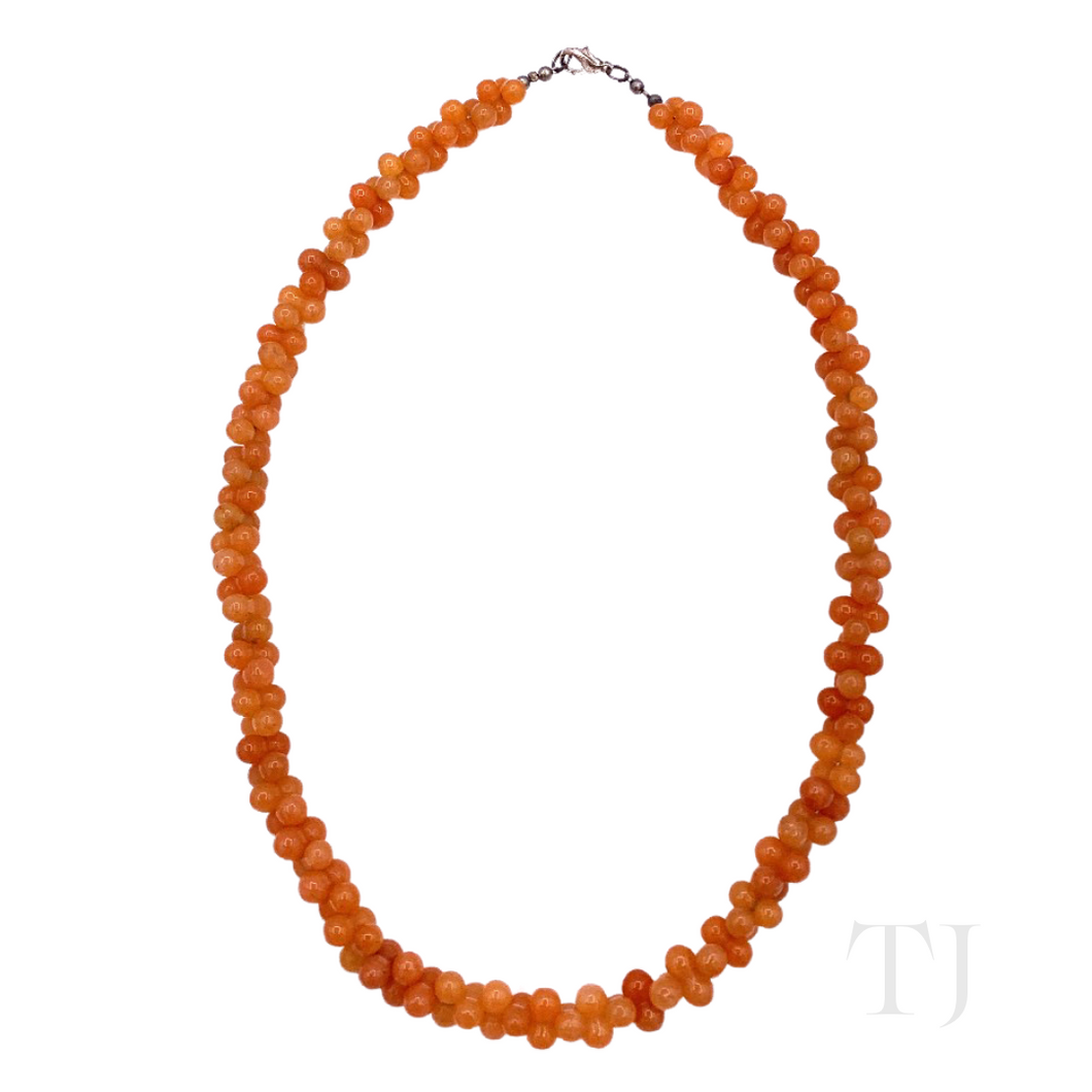 carnelian smooth cluster necklace with lobster clasp