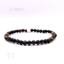 将图片加载到图库查看器，Blue Tiger&#39;s Eye bead bracelet with elastic string, 4 mm
