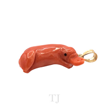 Cargar imagen en el visor de la galería, Italian Salmon Coral Platypus Shape Pendant in 14k Gold
