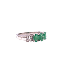 Load image into Gallery viewer, Emerald Triple Ring in Sterling Silver
