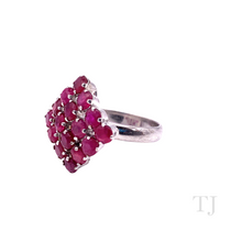 Load image into Gallery viewer, Ruby in Rhombus Shape Ring in Sterling Silver
