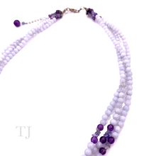 Cargar imagen en el visor de la galería, Blue Lace agate &amp; Amethyst necklace with fluorite pendant
