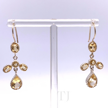 Cargar imagen en el visor de la galería, Citrine Hanging Earrings in Sterling Silver
