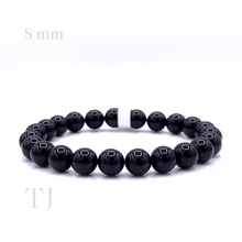 将图片加载到图库查看器，Black onyx 8 mm bead bracelet with elastic string
