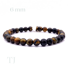 将图片加载到图库查看器，Blue Tiger&#39;s Eye bead bracelet with elastic string, 6 mm
