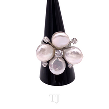 Load image into Gallery viewer, Freshwater Pearl Big Flower Ring in Sterling Silver
