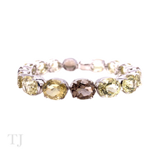 Load image into Gallery viewer, Green Amethyst &amp; Smoky Quartz Oval Faceted Bracelet in 925
