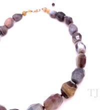 Load image into Gallery viewer, Botswana Agate Faceted Tube Necklace in Sterling Silver
