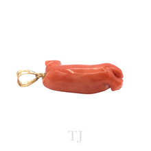 Load image into Gallery viewer, Italian Salmon Coral Platypus Shape Pendant in 14k Gold
