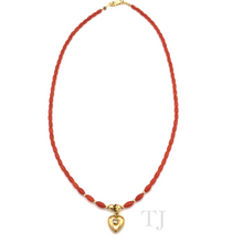 Загрузить изображение в средство просмотра галереи, Italian Salmon Coral Necklace with 14k Gold Heart Pendant
