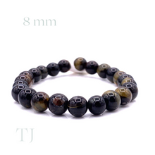 Cargar imagen en el visor de la galería, Blue Tiger&#39;s Eye bead bracelet with elastic string, 8mm
