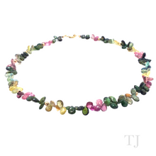 Загрузить изображение в средство просмотра галереи, Multi-colored Tourmaline Flower Chip Necklace in 14k Gold
