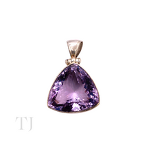 Load image into Gallery viewer, Amethyst Triangular cut pendant in sterling silver
