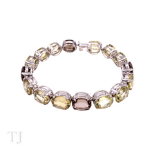 Load image into Gallery viewer, Green Amethyst &amp; Smoky Quartz Oval Faceted Bracelet in 925
