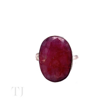 Load image into Gallery viewer, Indian Ruby Oval Cut with Heart Designed Ring in Sterling Silver
