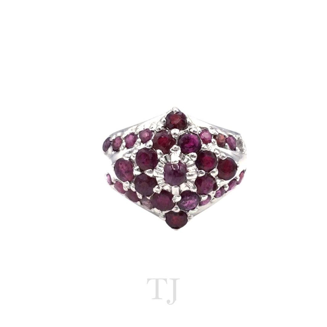 Ruby Double Layered Style Ring in Sterling Silver