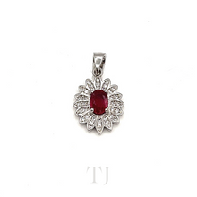 Cargar imagen en el visor de la galería, Ruby sunflower shaped pendant in sterling silver
