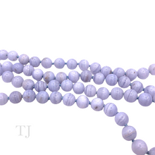 Load image into Gallery viewer, closer view of Blue Lace Agate bead long necklace
