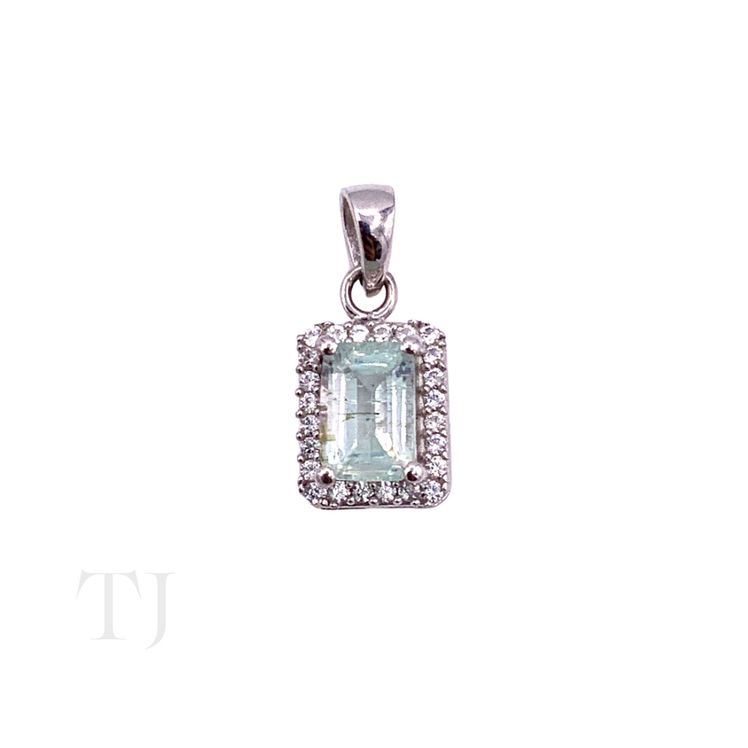 Tourmaline Square Cut Pendant in Sterling Silver