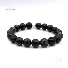 Cargar imagen en el visor de la galería, Black Tourmaline bead bracelet, 10 mm bead size
