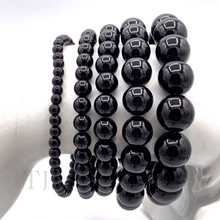 将图片加载到图库查看器，Black onyx bead bracelet with elastic string
