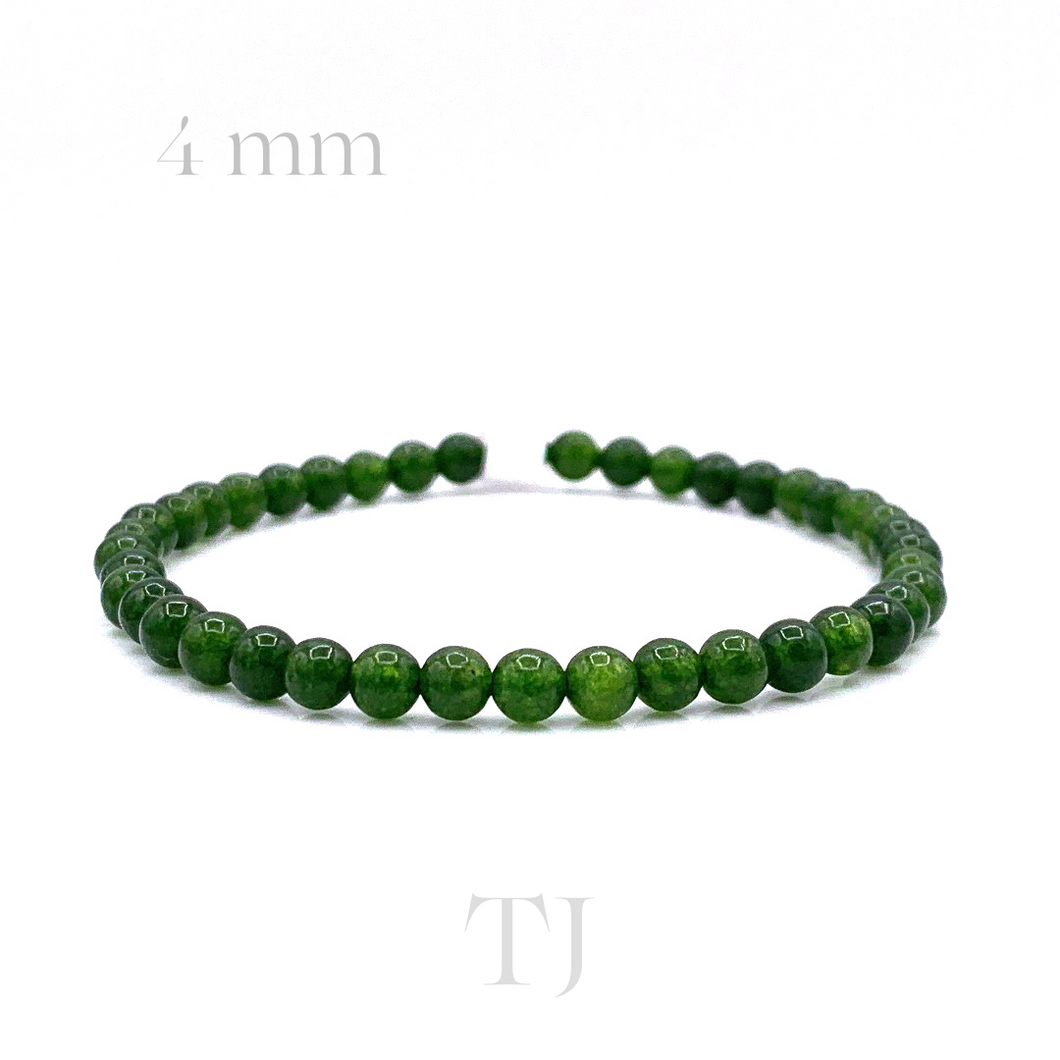 Green Jade bead bracelet, 4mm bead size