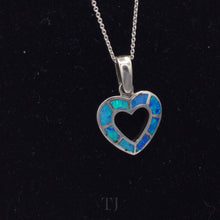 Load image into Gallery viewer, Opal Heart Pendant in 925 with Sterling Silver Chain
