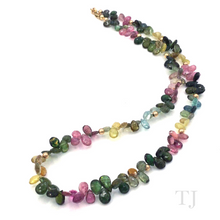 Загрузить изображение в средство просмотра галереи, Multi-colored Tourmaline Flower Chip Necklace in 14k Gold
