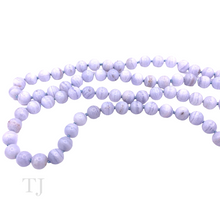 Load image into Gallery viewer, closer view of Blue Lace Agate bead long necklace
