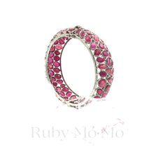 Cargar imagen en el visor de la galería, Ruby Bangle Bracelet in Sterling Silver (White Gold Coated)
