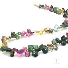 Load image into Gallery viewer, Multi-colored Tourmaline Flower Chip Necklace in 14k Gold
