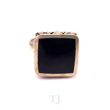 将图片加载到图库查看器，Black Onyx Square Shape Ring in Sterling Silver
