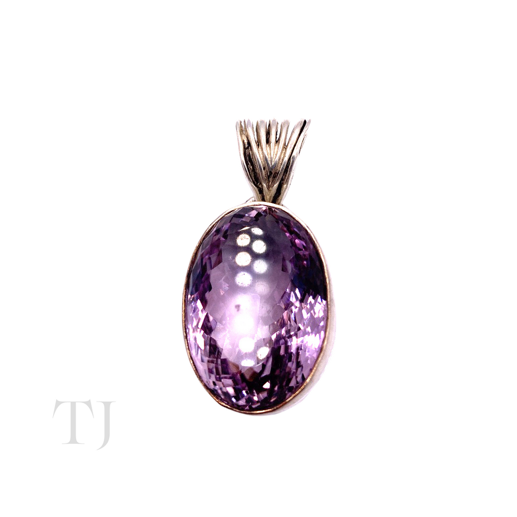 Amethyst Oval Cut Pendant in Sterling Silver