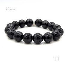 Cargar imagen en el visor de la galería, Black Tourmaline bead bracelet, 12mm bead size
