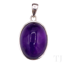 Load image into Gallery viewer, amethyst cabochon pendant in sterling silver
