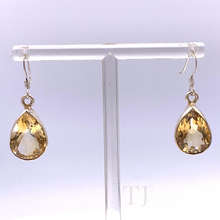 Load image into Gallery viewer, Citrine Tear Drop Cut Earrings in Sterling Silver
