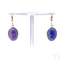 将图片加载到图库查看器，Blue Lace Agate Oval cabochon earrings in sterling silver
