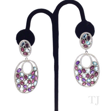 Cargar imagen en el visor de la galería, Multi Gemstones Double Oval Shape Earrings in Sterling Silver
