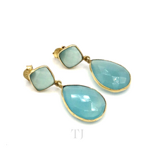 Load image into Gallery viewer, Blue Quartz Faceted stones in sterling silver setting earrings
