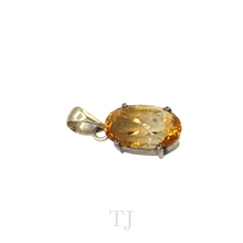 Load image into Gallery viewer, Yellow Topaz Oval Pendant in Sterling Silver
