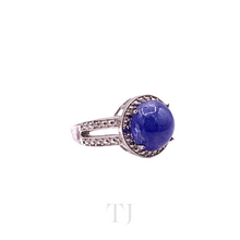 Load image into Gallery viewer, Tanzanite Round Cabochon Ring in Sterling Silver
