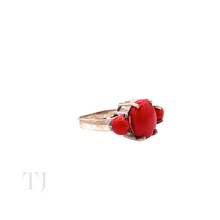 Load image into Gallery viewer, Coral Cabochon Ring in Sterling Silver
