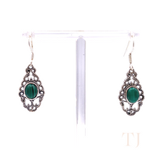 Load image into Gallery viewer, Malachite Antique Earrings in Sterling Silver
