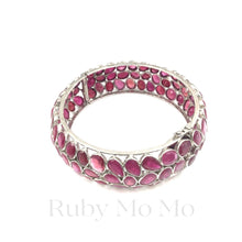 Cargar imagen en el visor de la galería, Ruby Bangle Bracelet in Sterling Silver (White Gold Coated)
