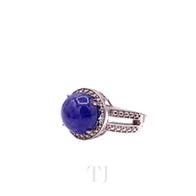 Load image into Gallery viewer, Tanzanite Round Cabochon Ring in Sterling Silver
