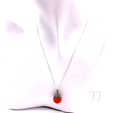 Загрузить изображение в средство просмотра галереи, Red Coral Pendant with Sterling Silver Box Style Chain
