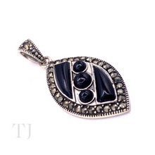 Load image into Gallery viewer, Black Onyx Stones in Sterling Silver Pendant
