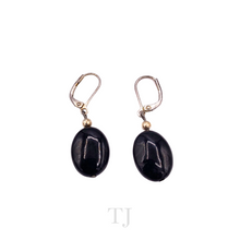 Cargar imagen en el visor de la galería, Black Onyx Flat Oval Necklace &amp; Earrings Set
