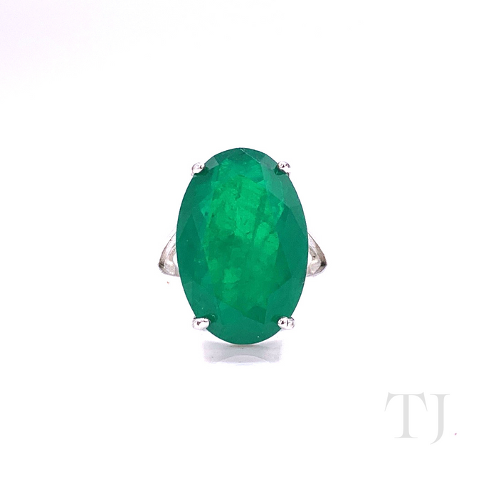 emerald doublet ring in sterling silver